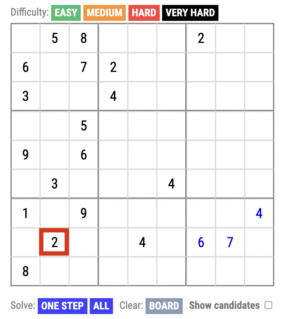 How to play Sudoku on DailySudokuPuzzles.com step 2
