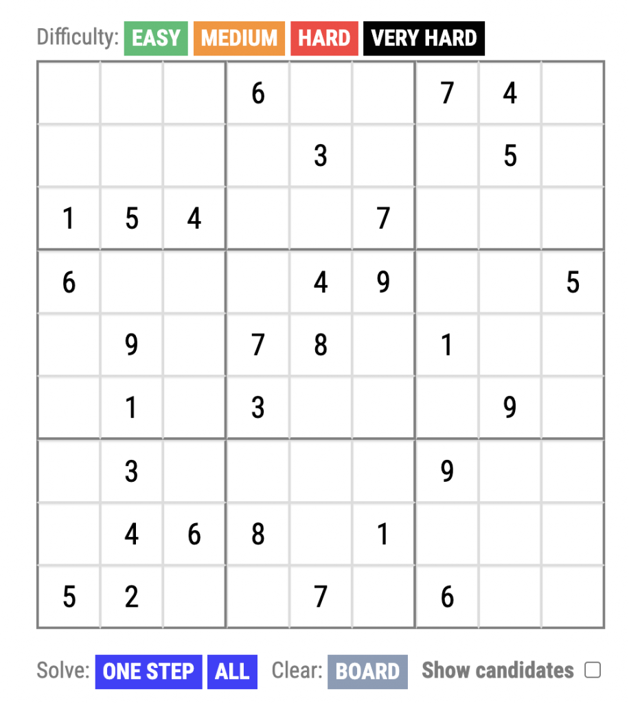 How to play Sudoku on DailySudokuPuzzles.com step 1